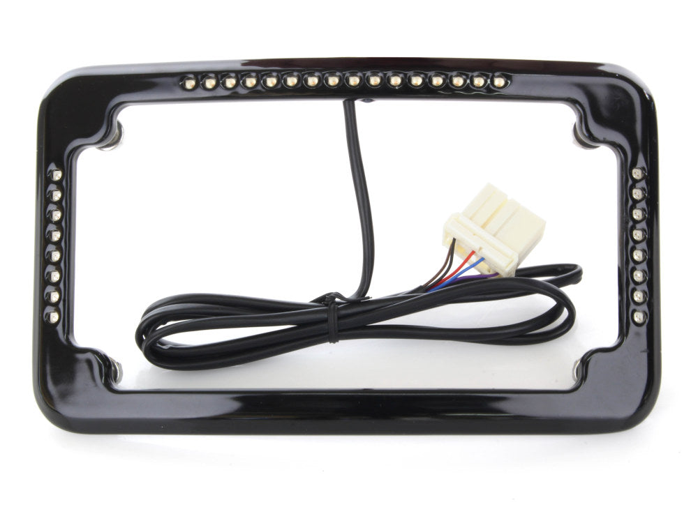 Curved Slick Signal Run, Turn, Brake & Number Plate Frame - Black. Fits Softail 1999-2010, FXD 1999-2017 & Sportster 1999-2021. - Cycle Visions