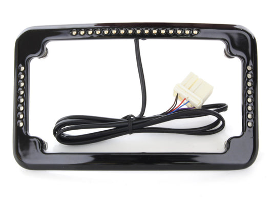 Curved Slick Signal Run, Turn, Brake & Number Plate Frame - Black. Fits Softail 1999-2010, FXD 1999-2017 & Sportster 1999-2021. - Cycle Visions
