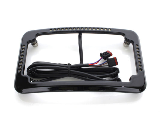 Curved Slick Signal Run, Turn, Brake & Number Plate Frame - Black. Fits Softail 2018up. - Cycle Visions