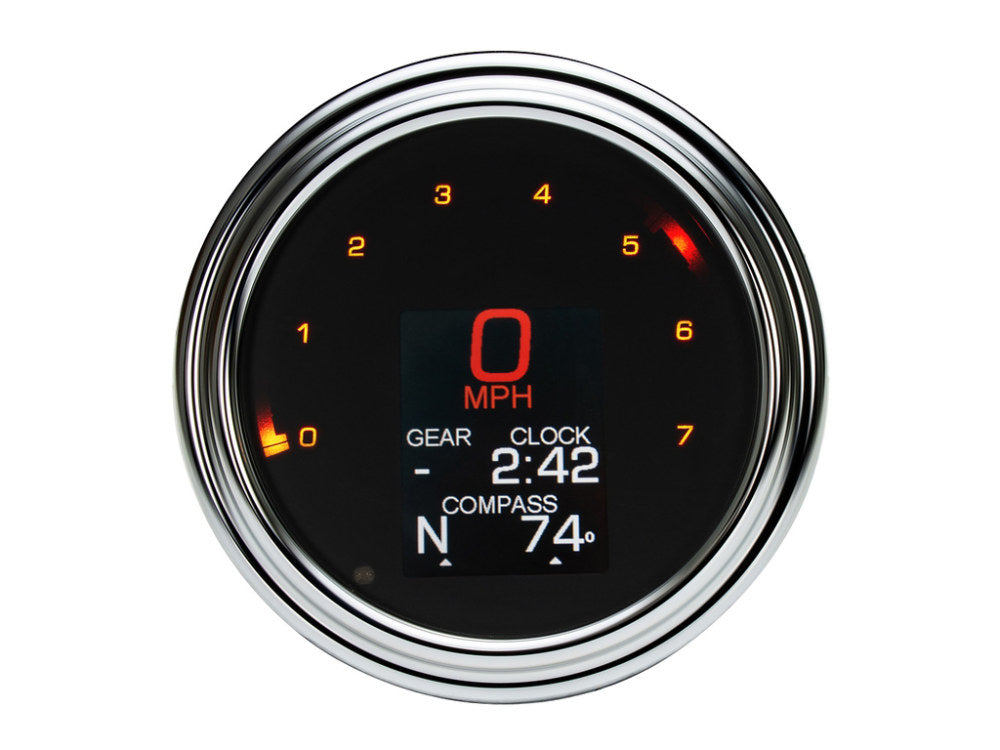 4-1/2in. Tank Mount KPH Speedometer with Tachometer - Chrome. Fits Big Twin 1936-2003. - Dakota Digital