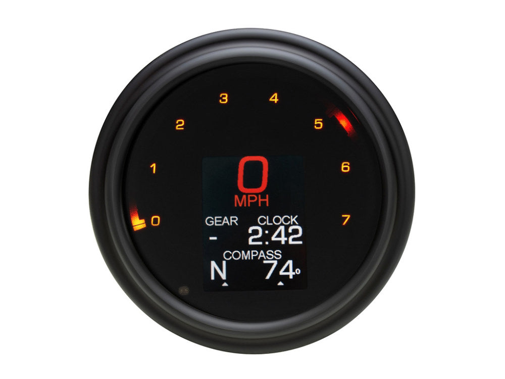 4-1/2in. Tank Mount KPH Speedometer with Tachometer - Black. Fits Softail 2011up, Road King 2014up & Dyna Switchback, Custom & Fat Bob 2012-2017. - Dakota Digital
