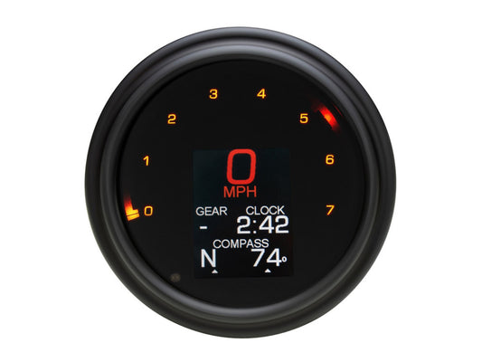 4-1/2in. Tank Mount KPH Speedometer with Tachometer - Black. Fits Softail 2011up, Road King 2014up & Dyna Switchback, Custom & Fat Bob 2012-2017. - Dakota Digital