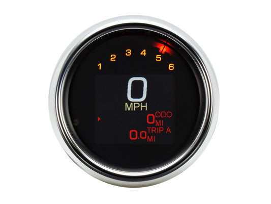 3-3/8in. Round KPH Speedometer with Tachometer - Chrome. Fits Dyna & Sportster 1994-2003. - Dakota Digital