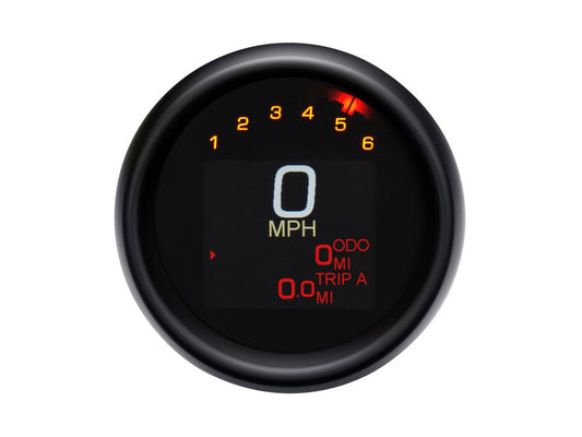 3-3/8in. Round KPH Speedometer with Tachometer - Black. Fits Dyna 2004-2011 & Sportster 2004-2013. - Dakota Digital