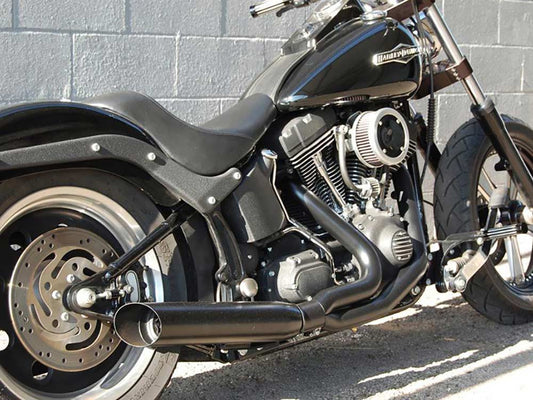 Low Cat 2-into-1 Exhaust - Black. Fits Softail 1986-2017 & Rocker 2008-2011. - D&D Exhaust