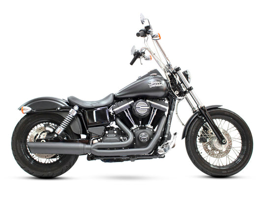 Fat Cat 2-into-1 Exhaust - Black. Fits Dyna 2006-2017 - D&D Exhaust