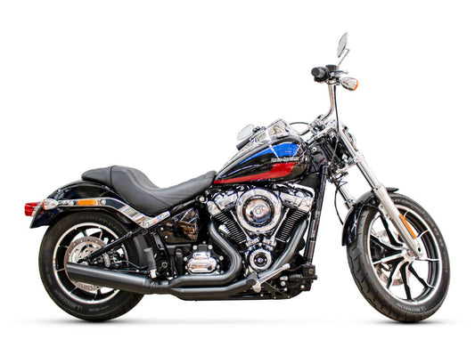 Low Cat 2-into-1 Exhaust - Black. Fits Softail 2018-2024 Non-240 Tyre Models - D&D Exhaust