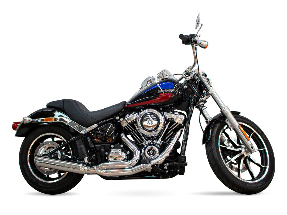 Low Cat 2-into-1 Exhaust - Chrome. Fits Softail 2018-2024 Non-240 Tyre Models - D&D Exhaust