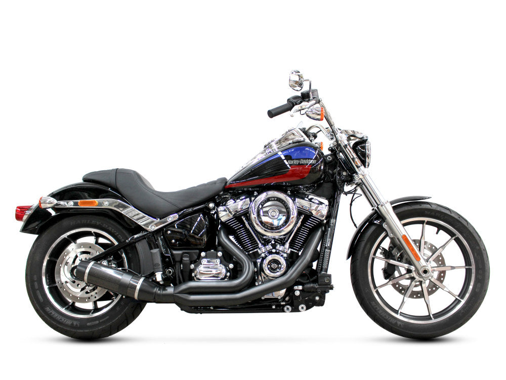 Bob Cat 2-into-1 Exhaust - Black with Carbon Fibre Sleeve Muffler. Fits Softail 2025up Non-240 Tyre Models - D&D Exhaust
