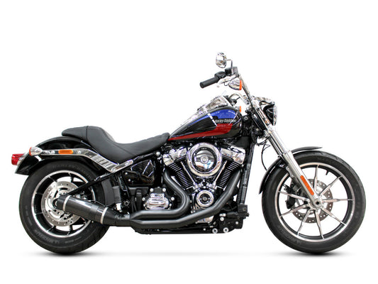 Bob Cat 2-into-1 Exhaust - Black with Carbon Fibre Sleeve Muffler. Fits Softail 2025up Non-240 Tyre Models - D&D Exhaust