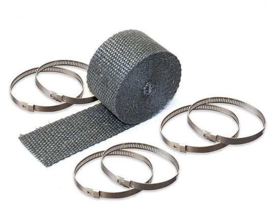 Black Heat Wrap. 2in. Wide x 25 Foot Roll with Locking Ties. - Design Engineering Inc