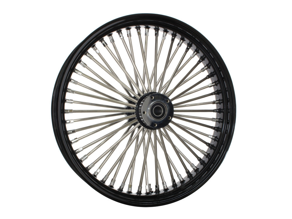 21in. x 3.5in. Mammoth Fat Spoke Front Wheel - Gloss Black & Chrome. Fits Touring 2008up - DNA Specialty