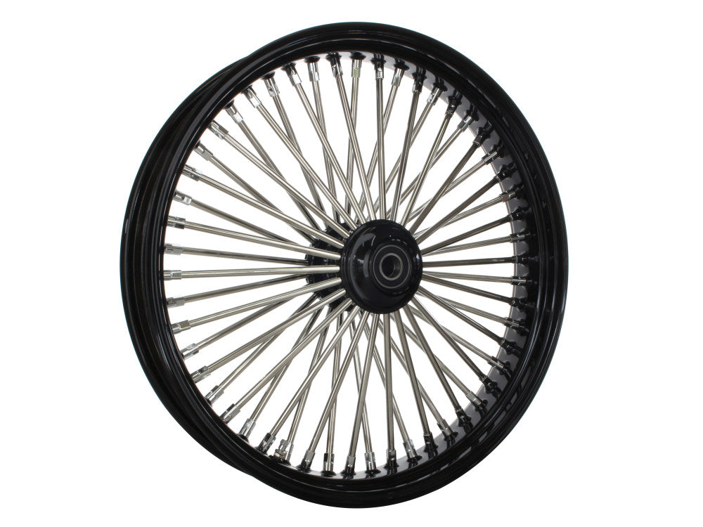 21in. x 3.5in. Mammoth Fat Spoke Front Wheel - Gloss Black & Chrome. Fits Mid Glide Dyna 2012-2017 & FX Softail 2018up. - DNA Specialty