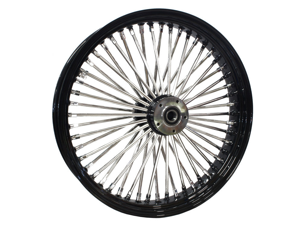 21in. x 3.5in. Mammoth Fat Spoke Front Wheel - Gloss Black & Chrome. Fits Dyna Fat Bob 2012-2017 & CVO Pro Street Breakout 2016-2017 - DNA Specialty