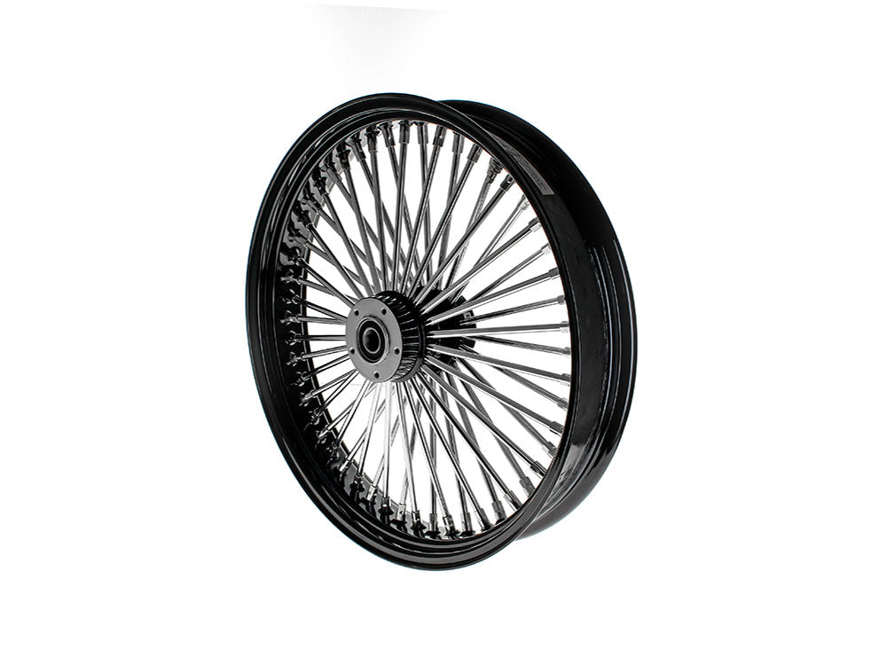 21in. x 3.5in. Mammoth Fat Spoke Front Wheel - Gloss Black & Chrome. Fits Dual Disc Mid Glide Dyna Low Rider 2014-2017 & Low Rider S 2020up & Low Rider ST 2022up - DNA Specialty