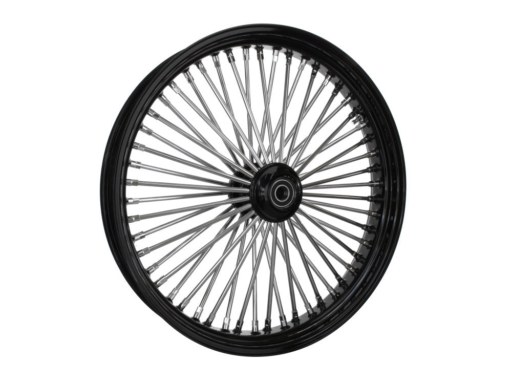 23in. x 3.5in. Mammoth Fat Spoke Front Wheel - Gloss Black & Chrome. Fits Mid Glide Dyna 2012-2017 & FX Softail 2018up. - DNA Specialty