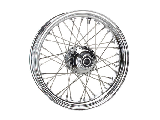 16in. x 3.5in. Front 40 Spoke Cross Laced Wheel - Chrome. Fits FL Softail 2000-2006, & FX Springer 2000-2007. - DNA Specialty