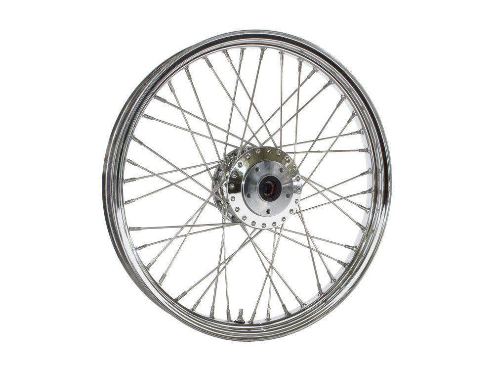 21in. x 2.15in. 40 Spoke Cross Laced Front Wheel - Chrome. Fits Dual Disc FX Softail 2000-2010 & Dyna Wide Glide 2000-2005. - DNA Specialty
