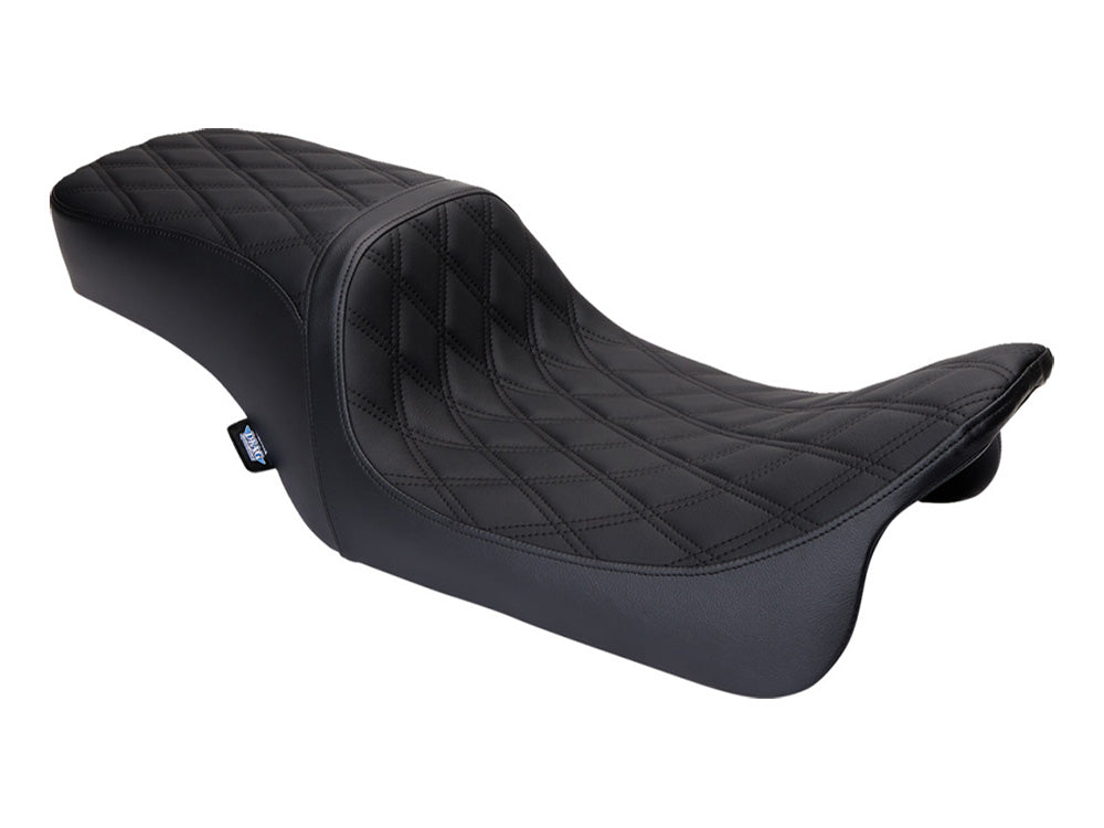Performance Predator 2up Dual Seat with Black Double Diamond Lattice Stitch. Fits Most Touring 2008-2024 - Drag Specialties