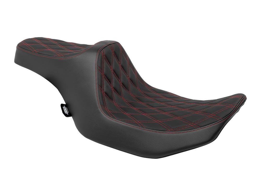 Predator 3 Dual Seat with Red Double Diamond Lattice Stitch. Fits CVO Touring 2023up, Street Glide & Road Glide 2024up, Touring 2025up - Drag Specialties
