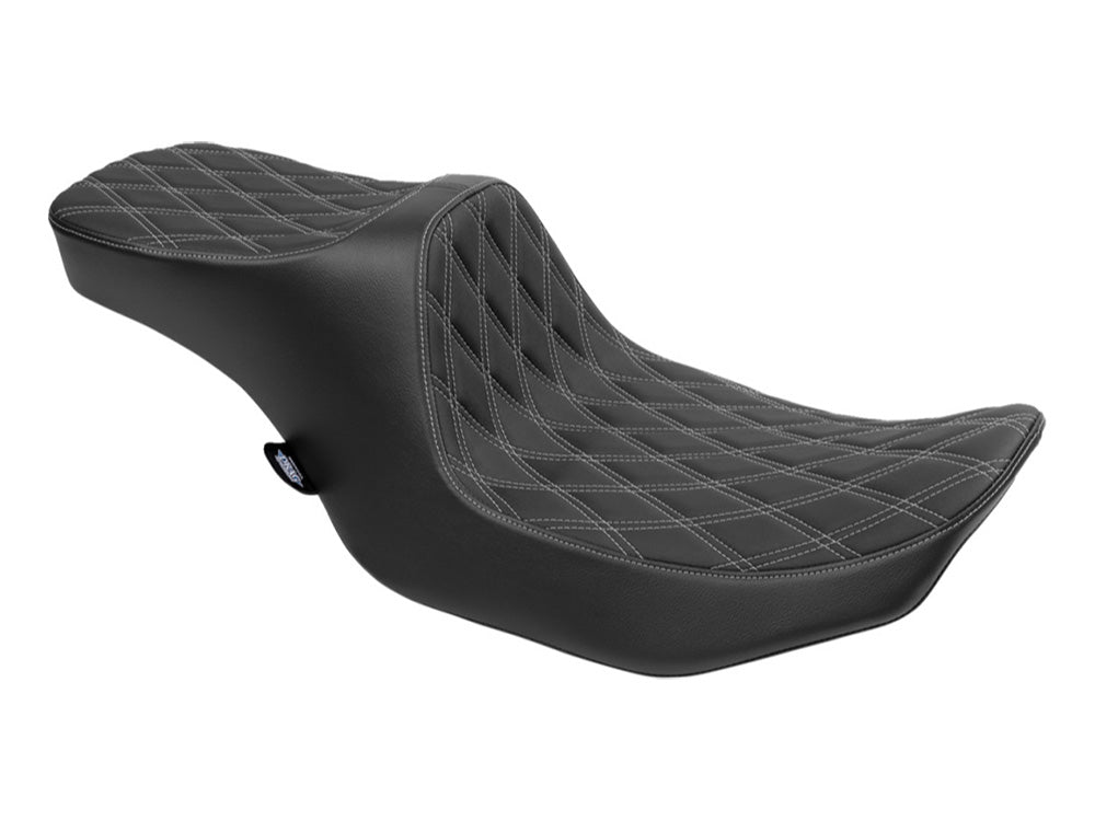 Predator 3, 2up Dual Seat with Silver Double Diamond Lattice Stitch. Fits CVO Touring 2023up, Street Glide & Road Glide 2024up, Touring 2025up - Drag Specialties