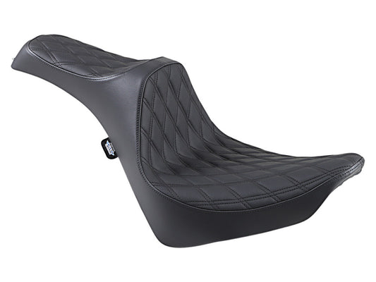 Predator 3 Dual Seat with Black Double Diamond Lattice Stitch. Fits Softail Deluxe 2018-2020, Slim 2018-2021, Standard 2020-2024 & Street Bob & Heritage Classic 2018up - Drag Specialties