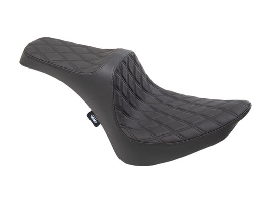 Predator 3 Dual Seat with Black Double Diamond Lattice Stitch. Fits Softail 1984-1999 - Drag Specialties