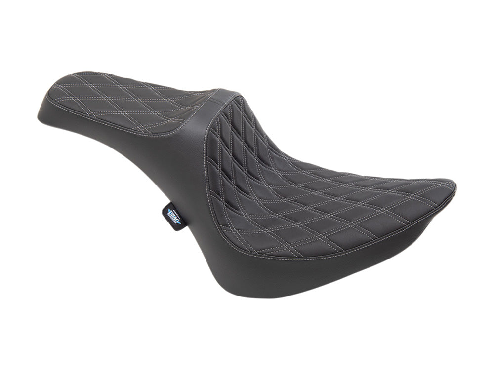 Predator 3 Dual Seat with Silver Double Diamond Lattice Stitch. Fits Softail 1984-1999 - Drag Specialties