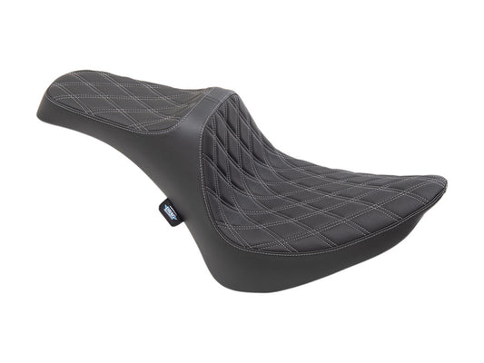 Predator 3 Dual Seat with Silver Double Diamond Lattice Stitch. Fits Softail 1984-1999 - Drag Specialties