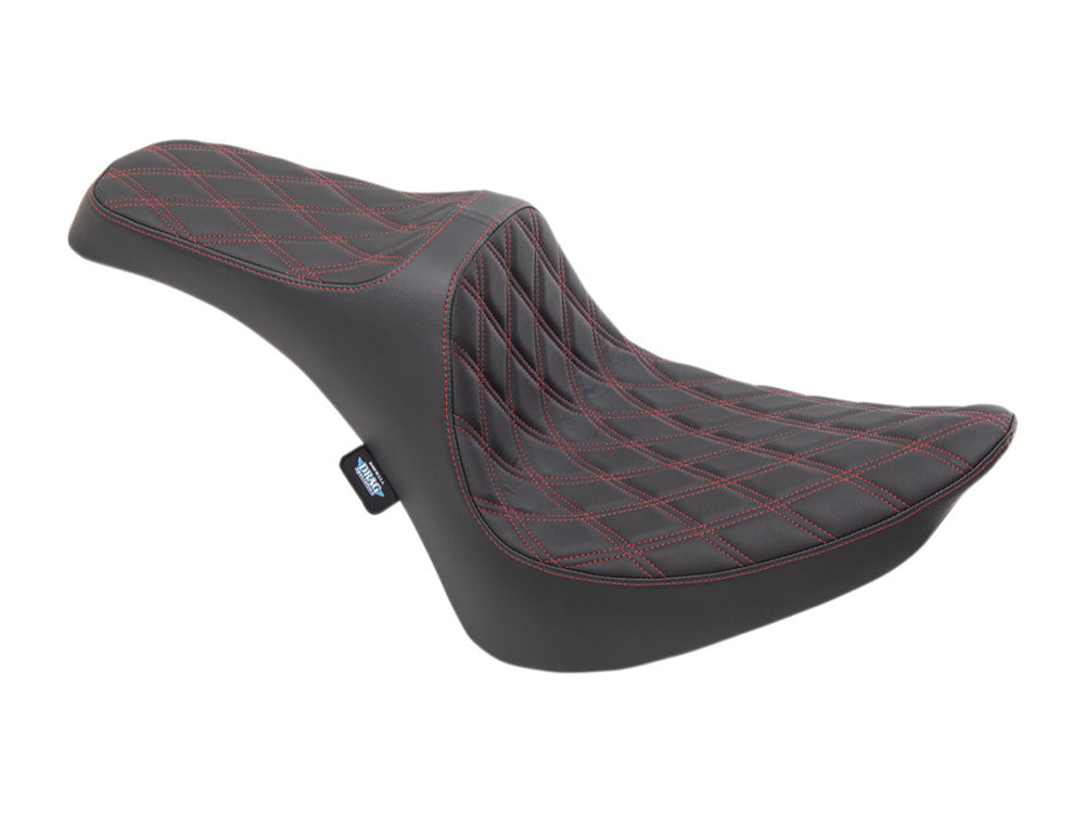 Predator 3 Dual Seat with Red Double Diamond Lattice Stitch. Fits Softail 1984-1999 - Drag Specialties