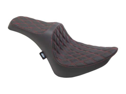 Predator 3 Dual Seat with Red Double Diamond Lattice Stitch. Fits Softail 1984-1999 - Drag Specialties
