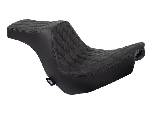 Predator 3 Dual Seat with Black Double Diamond Lattice Stitch. Fits Sport Glide & Low Rider 2018up, Low Rider S 2020up & Low Rider ST 2022up - Drag Specialties