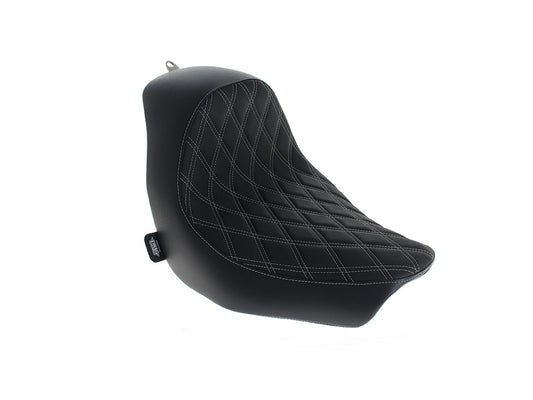 Solo Seat with Silver Double Diamond Lattice Stitch. Fits Low Rider 2018up, Low Rider S 2020up & Low Rider ST 2022up - Drag Specialties