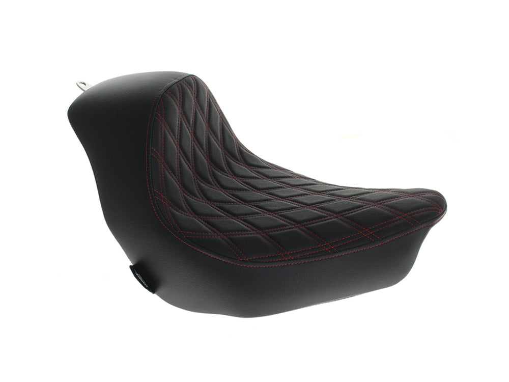 Solo Seat with Red Double Diamond Lattice Stitch. Fits Low Rider 2018up, Low Rider S 2020up & Low Rider ST 2022up - Drag Specialties