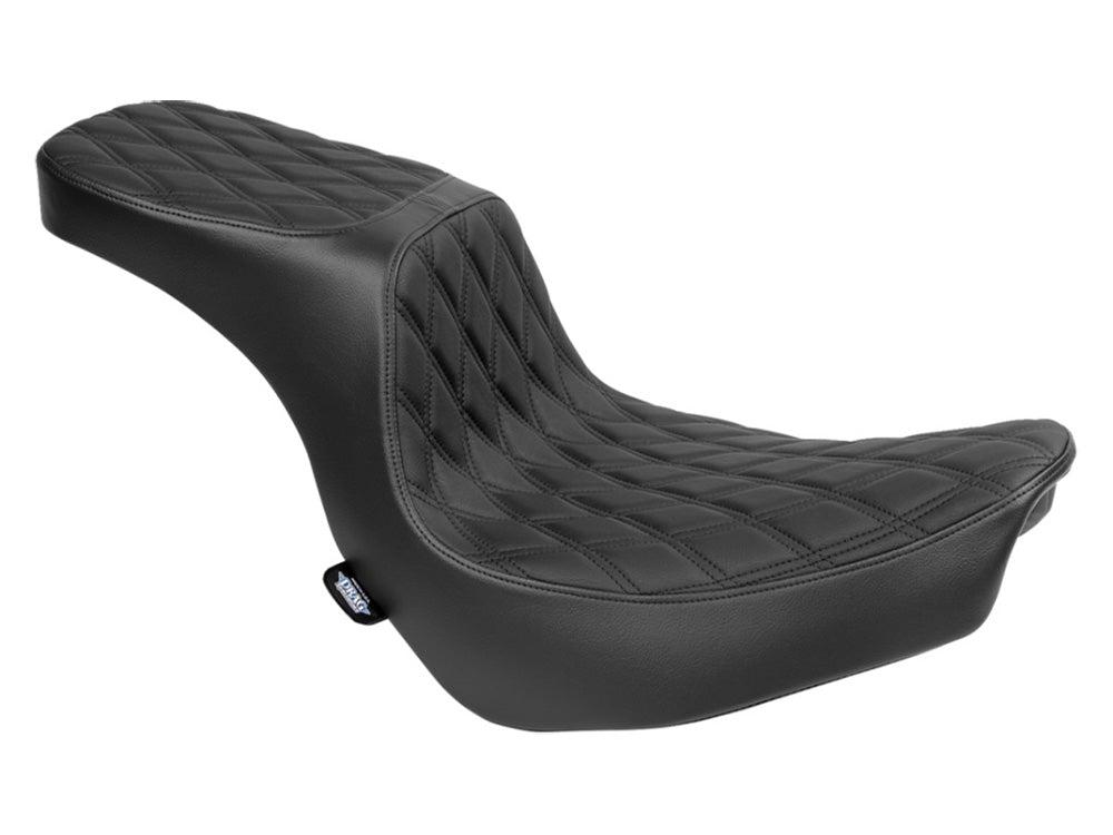 Performance Predator 2up Dual Seat with Black Double Diamond Lattice Stitch. Fits Sport Glide & Low Rider 2018up, Low Rider S 2020up & Low Rider ST 2022up - Drag Specialties