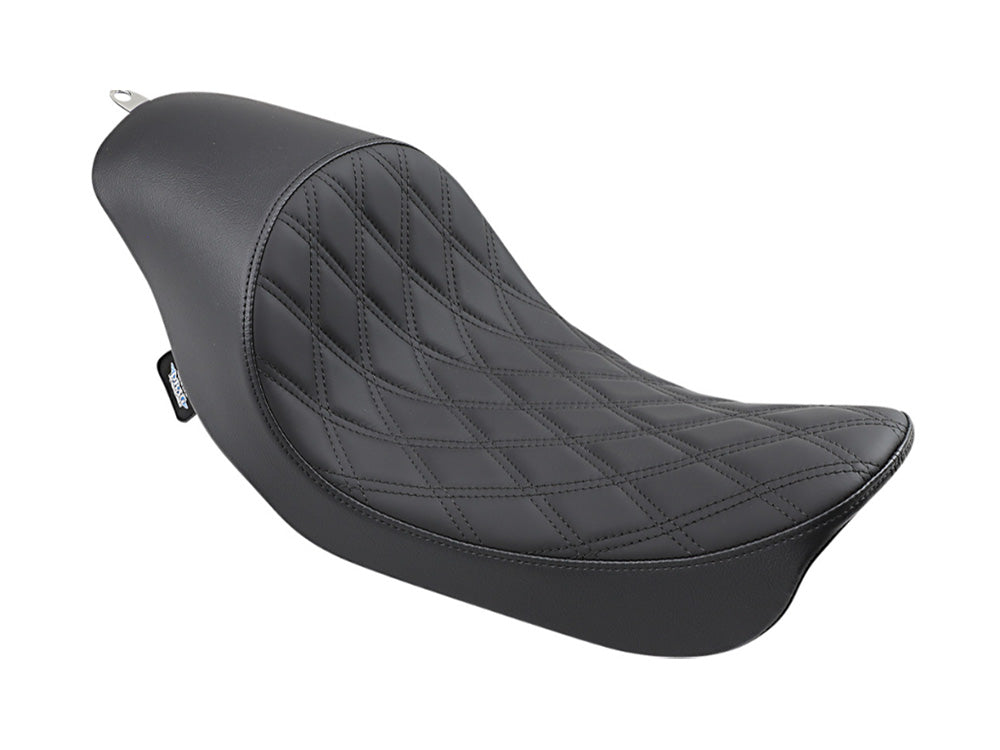 3/4 Low Solo Seat with Black Diamond Lattice Stitch. Fits Dyna 2006-2017 - Drag Specialties