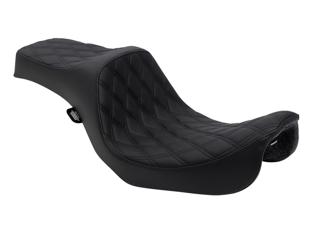 Predator 3 Dual Seat with Black Double Diamond Lattice Stitch. Fits Dyna 2006-2017 - Drag Specialties