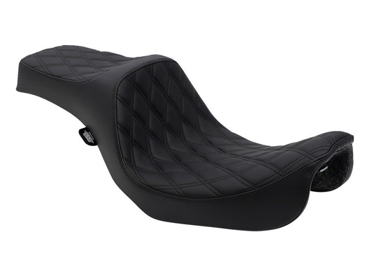Predator 3 Dual Seat with Black Double Diamond Lattice Stitch. Fits Dyna 2006-2017 - Drag Specialties
