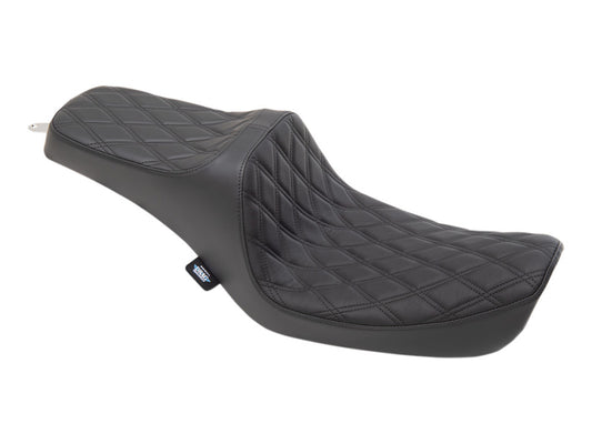 Predator 3 Dual Seat with Black Double Diamond Lattice Stitch. Fits Dyna 1996-2003 - Drag Specialties