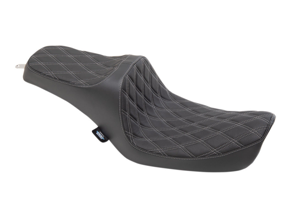 Predator 3 Dual Seat with Silver Double Diamond Lattice Stitch. Fits Dyna 1996-2003 - Drag Specialties