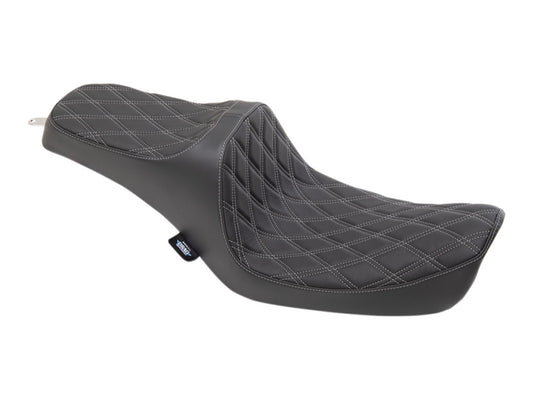 Predator 3 Dual Seat with Silver Double Diamond Lattice Stitch. Fits Dyna 1996-2003 - Drag Specialties