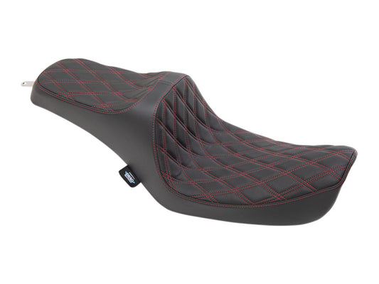 Predator 3 Dual Seat with Red Double Diamond Lattice Stitch. Fits Dyna 1996-2003 - Drag Specialties