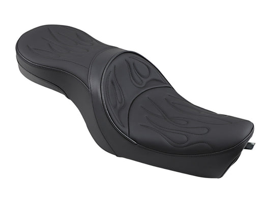 Low Profile Dual Touring Seat with Flame Stitch. Fits Sportster 2004-2021 - Drag Specialties