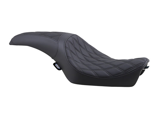 Predator Dual Seat with Black Double Diamond Lattice Stitch. Fits Sportster 2004-2021 - Drag Specialties