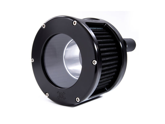 BA Race Series Air Cleaner Kit - Black with Clear Cover. Fits Softail 2018-2024 with Mid Mount Controls - Feuling