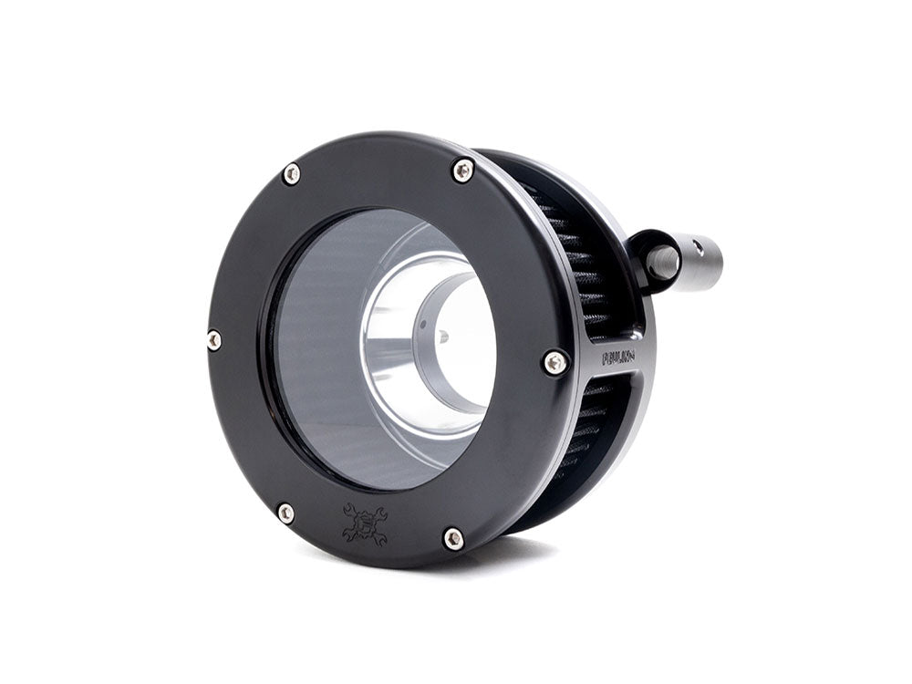 BA Air Cleaner Kit - Black with Clear Cover. Fits Softail 2000-2015, Dyna 1999-2017, Touring 1999-2007 with CV Carb or Cable Operated Delphi EFI - Feuling