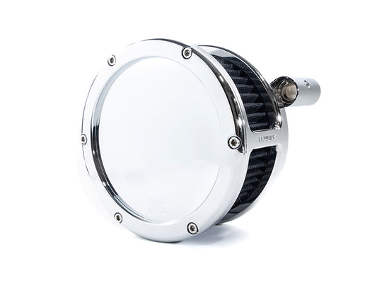 BA Air Cleaner Kit - Chrome with Solid Cover. Fits Softail 2000-2015, Dyna 1999-2017, Touring 1999-2007 with CV Carb or Cable Operated Delphi EFI - Feuling