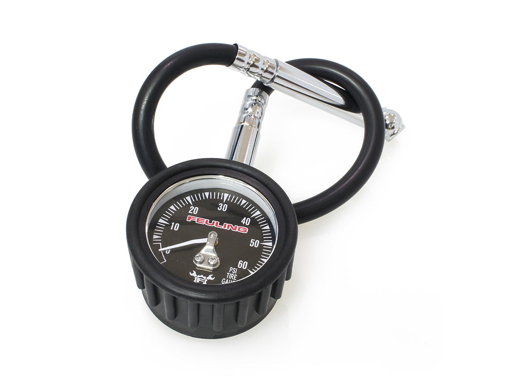 Tyre Pressure Gauge - 0-60 PSI Read Out. Black Face, Analog - Feuling
