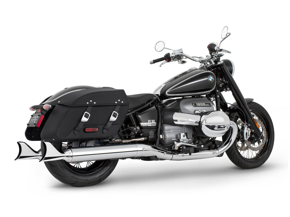 4in. Two-Step Slip-On Mufflers - Chrome with Sharktail Tips. Fits BMW R-18 Classic 2021up. - Freedom Performance Exhaust