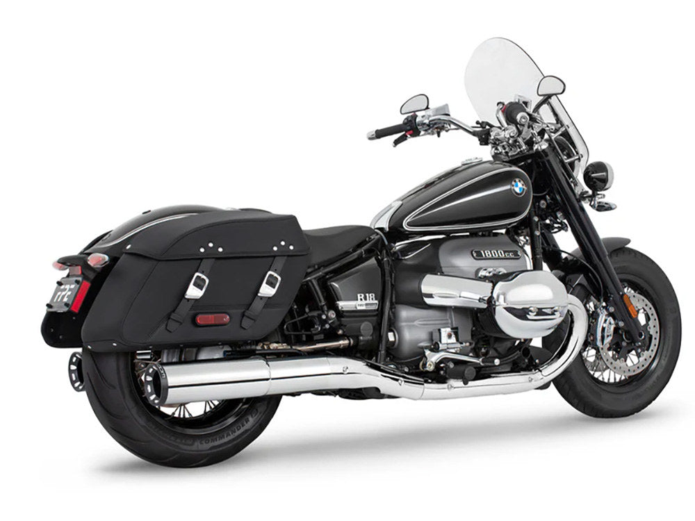 4.5in. Two-Step Slip-On Mufflers - Chrome with Black Straight Tips. Fits BMW R-18 Classic 2021up. - Freedom Performance Exhaust